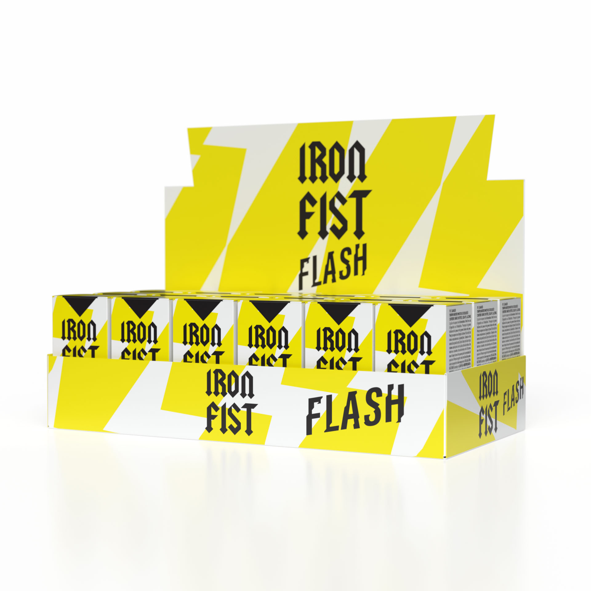 Expositor Iron Fist Flash — bandeja 18 unidades
