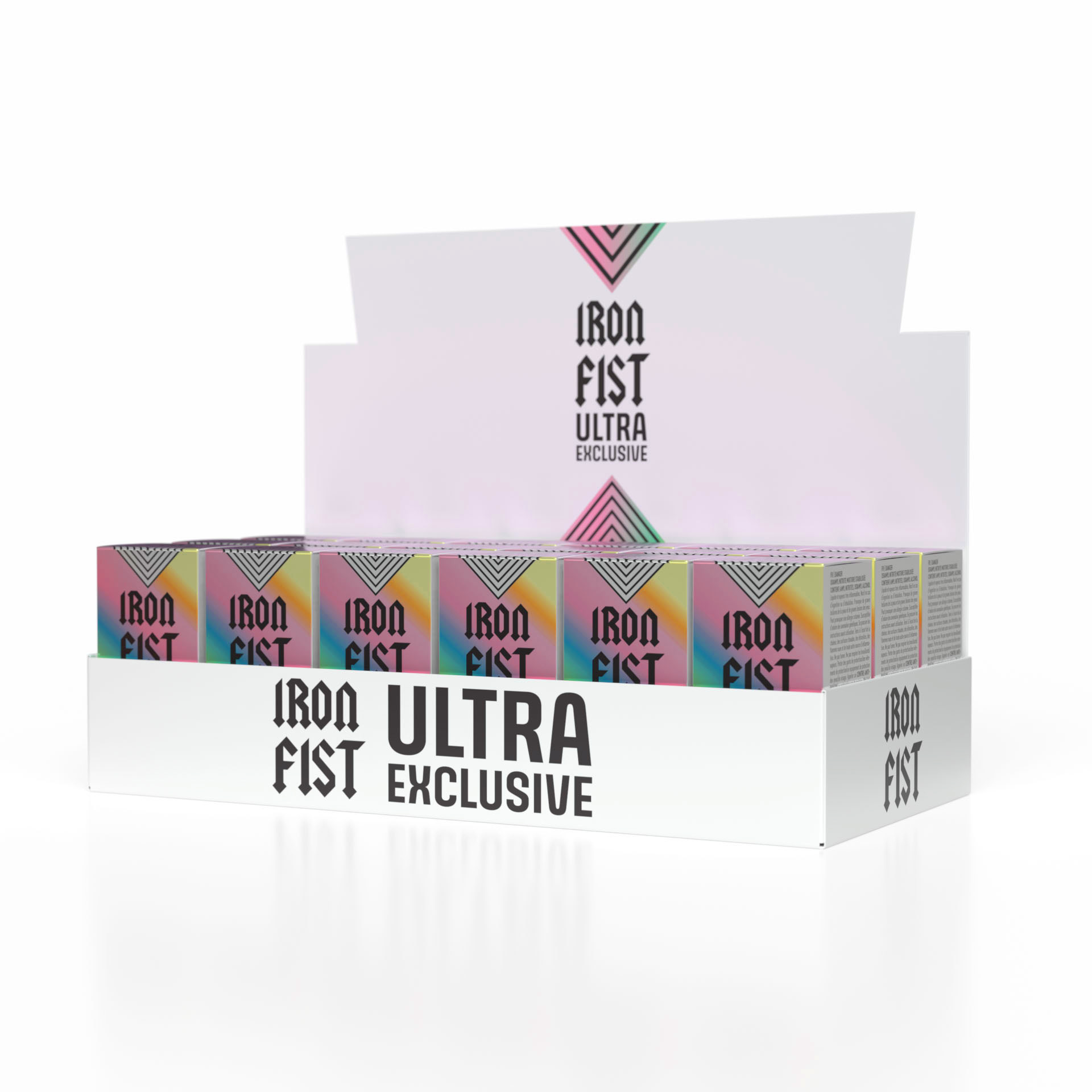 Expositor Iron Fist Ultra Exclusive — bandeja 18 unidades