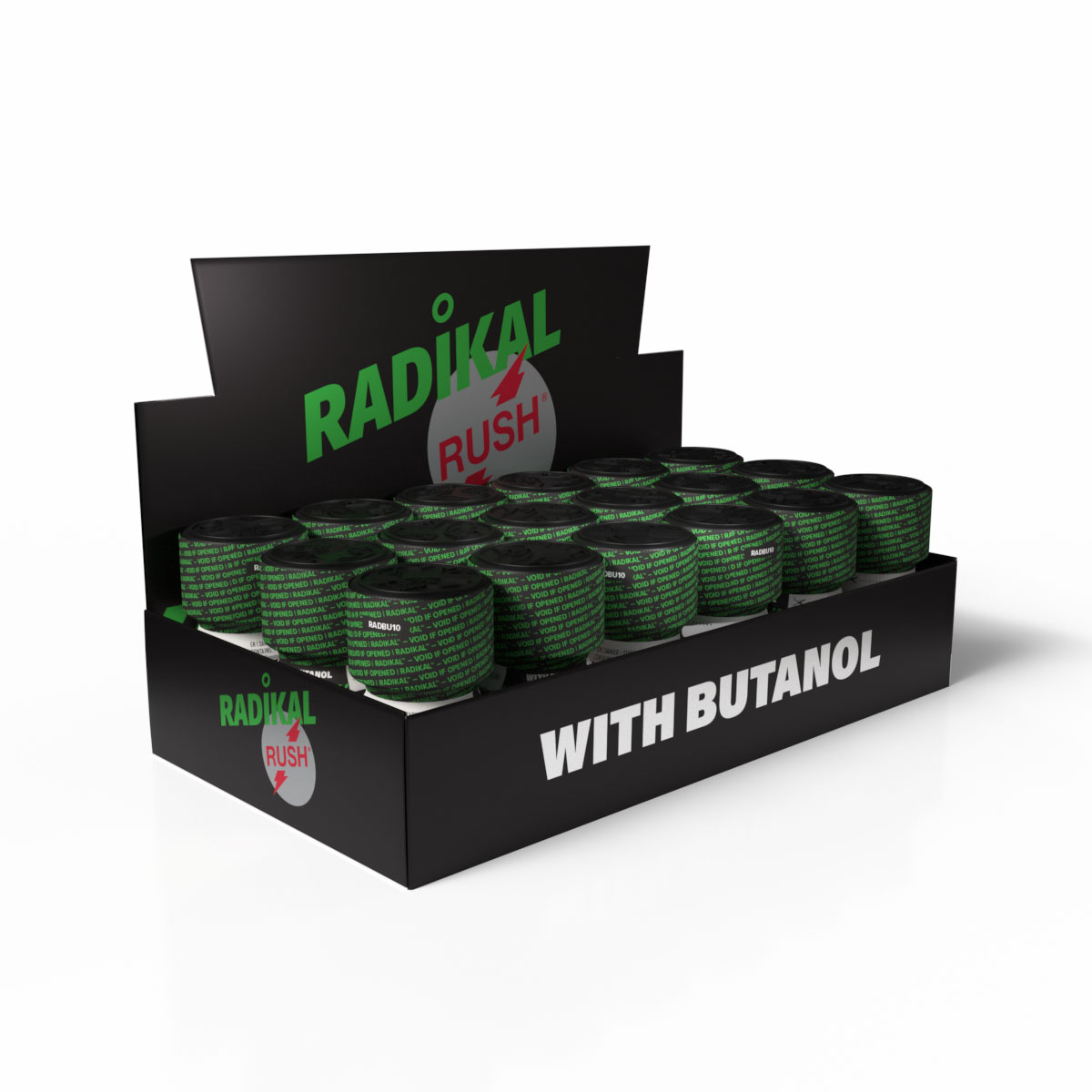 Expositor Radikal Rush With Butanol — bandeja 18 unidades