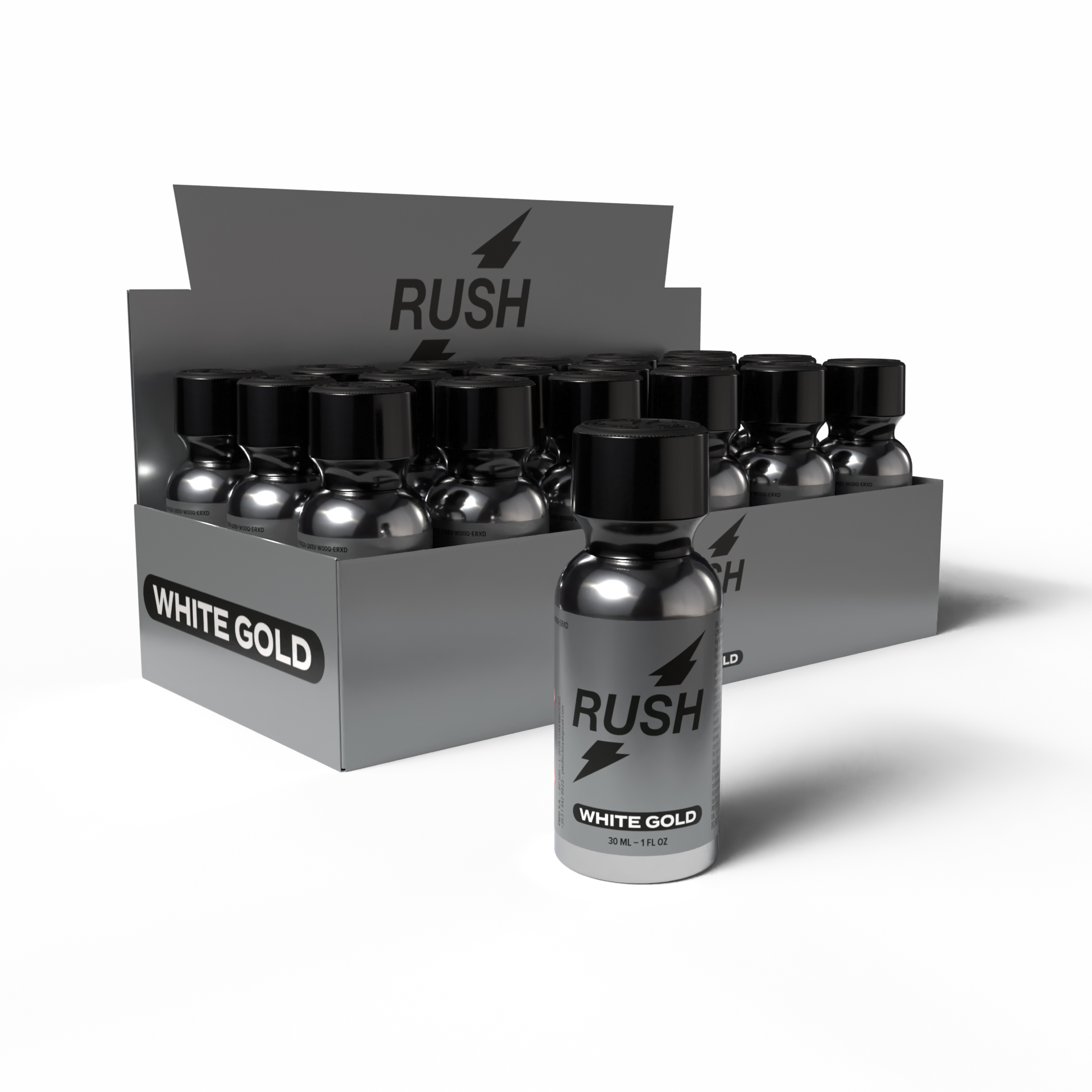 Expositor Rush White Gold — bandeja 18 unidades